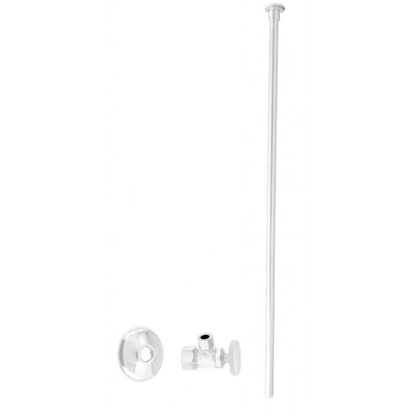 Westbrass Toilet Kit, 5/8" OD x 3/8" OD x 20" Flat Head in Powder coated White D105KFH-50